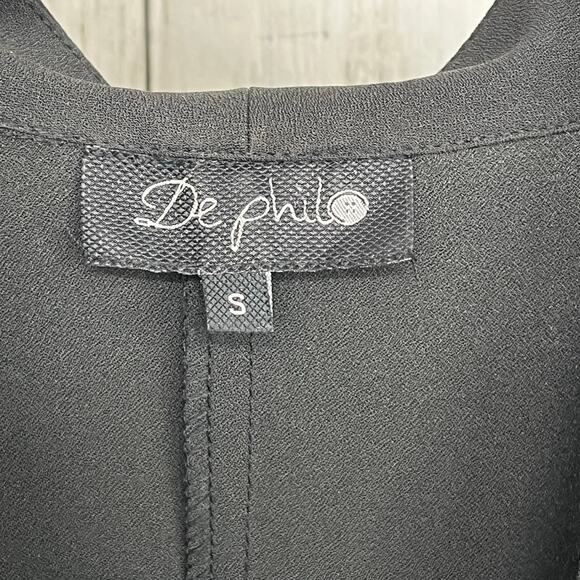 De Philo Black Sleeveless V Neck Flowy Pockets Basic Fairy Goth Witchy Dress - Picture 6 of 10